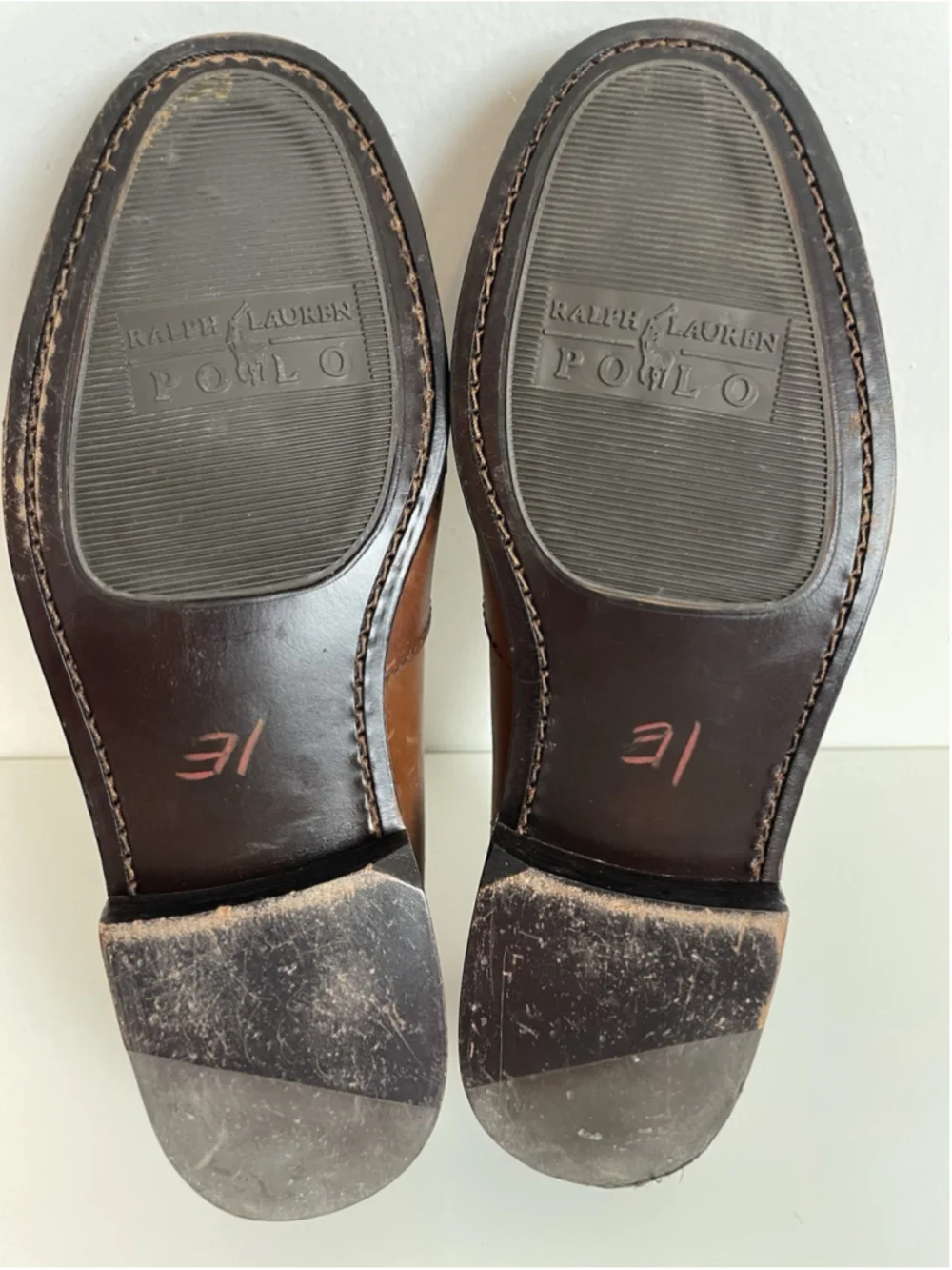 Polo Ralph Lauren Brown Leather Loafers Mens 7.5 Crest